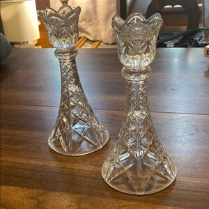 Vintage DePlomb 24% Lead Crystal Candlesticks
